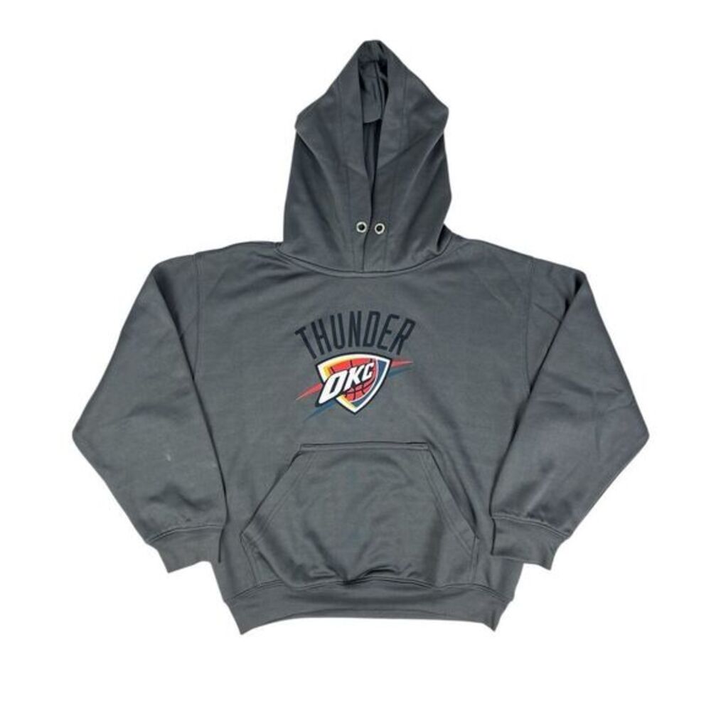 Majestic NBA OKC Thunder Kids Grey Pullover Hoodie Jacket Size Youth Medium FLAW